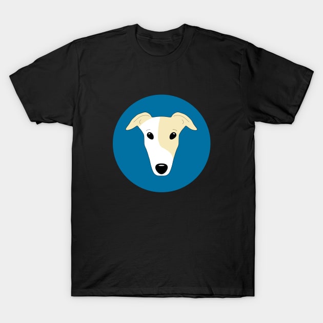 Fawn and white greyhound face T-Shirt by Houndpix